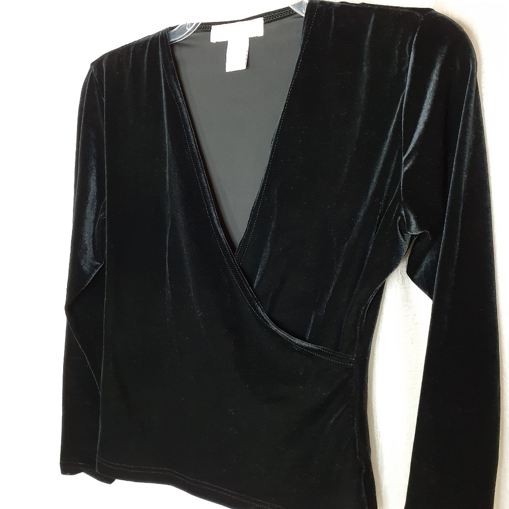 Casual‎ Corner Black Velvet Formal Blouse - Picture 6 of 7